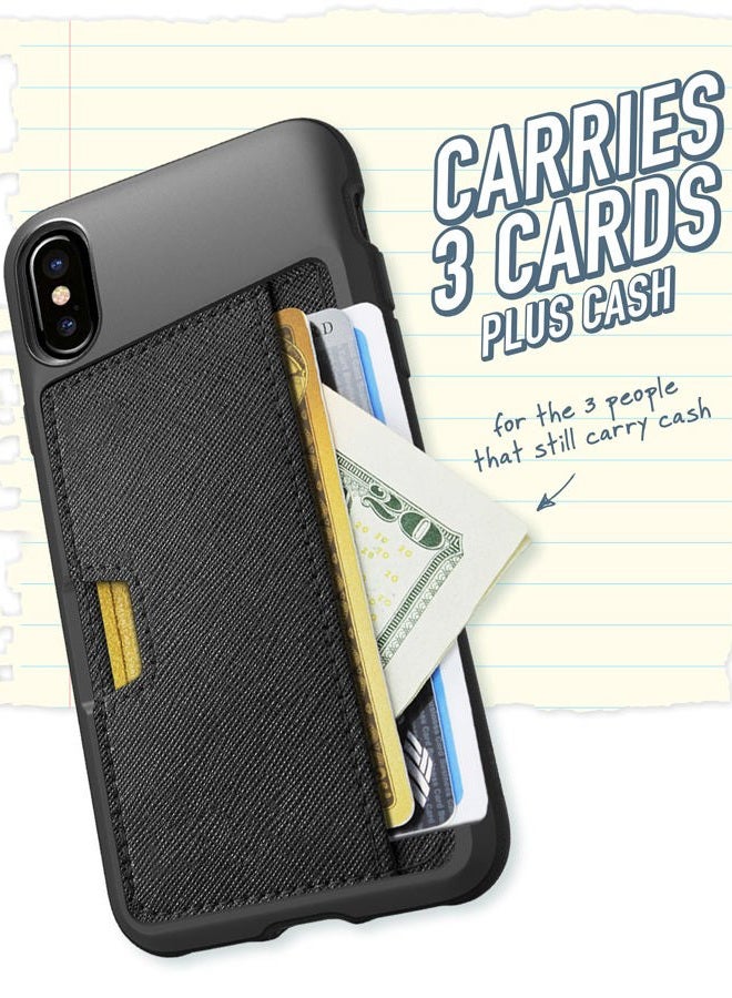 Smartish iPhone X/XS Wallet Case - Wallet Slayer Vol. 2 [Slim Protective Kickstand] Credit Card Holder for Apple iPhone 10s/10 (Silk) - Black Tie Affair - Image 3