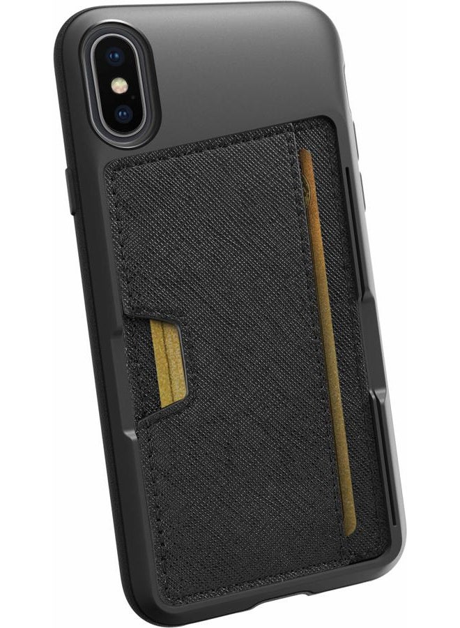 Smartish iPhone X/XS Wallet Case - Wallet Slayer Vol. 2 [Slim Protective Kickstand] Credit Card Holder for Apple iPhone 10s/10 (Silk) - Black Tie Affair - Image 1