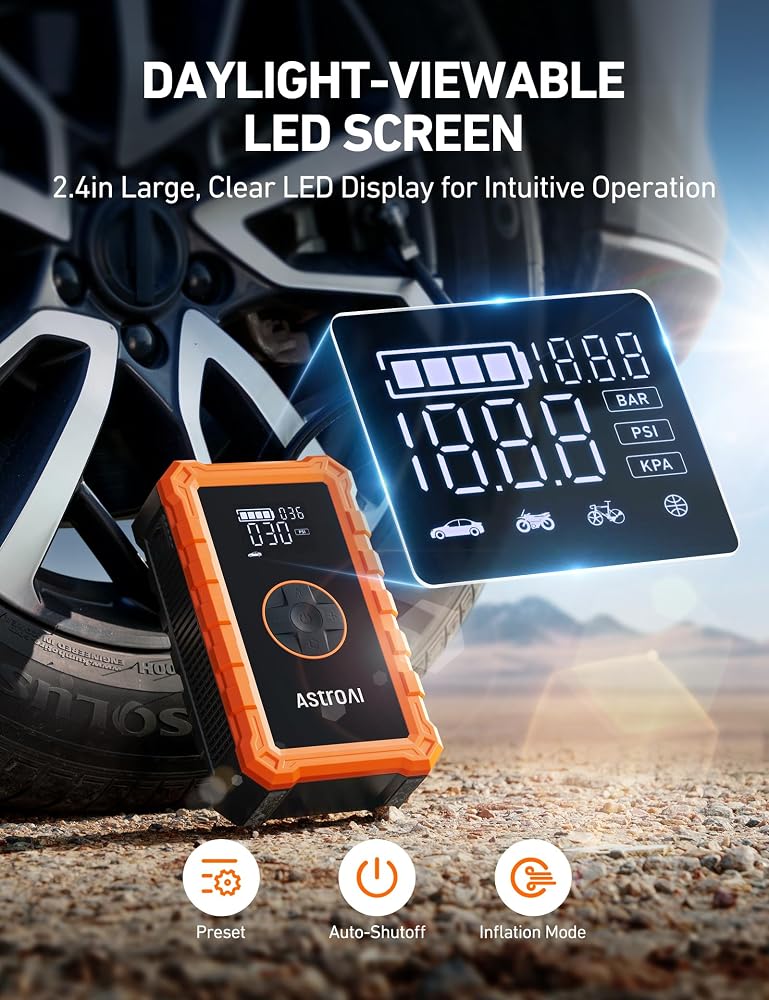 AstroAI Jump Starter with Air Compressor Portable Car Jump Starter - Image 5
