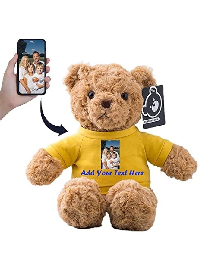 Personalized Gifts for Women Men Stuffed Bear Plush Toys with ized Text, Personalized Teddy Bear with T-Shirt as for  s Day Birthday (13 inch-Text+Photo)  - Image 1