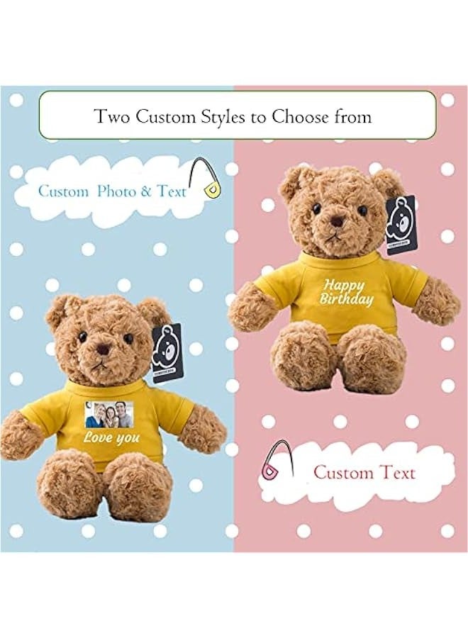 Personalized Gifts for Women Men Stuffed Bear Plush Toys with ized Text, Personalized Teddy Bear with T-Shirt as for  s Day Birthday (13 inch-Text+Photo)  - Image 2