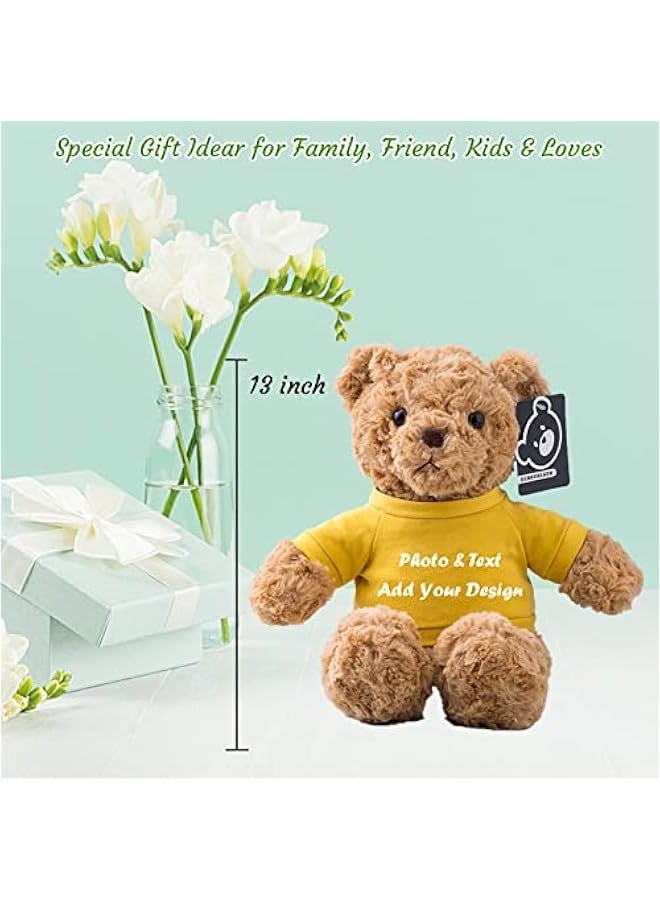 Personalized Gifts for Women Men Stuffed Bear Plush Toys with ized Text, Personalized Teddy Bear with T-Shirt as for  s Day Birthday (13 inch-Text+Photo)  - Image 4