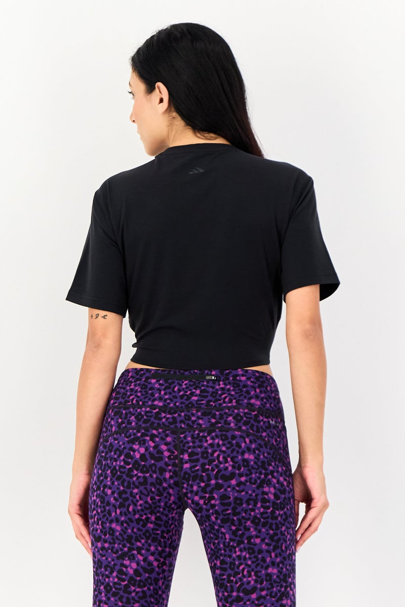 Adidas قمصان تدريب قصيرة الأكمام للنساء، سوداء - Image 4