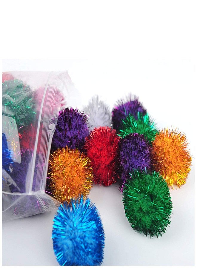 VOVIGGOL 20 Pack 2 Inches Sparkle Balls for Cats, Large Size, Glitter Pom Poms Fuzzy Balls for Cats, Kitten Indoor Assorted Color Random - Image 4