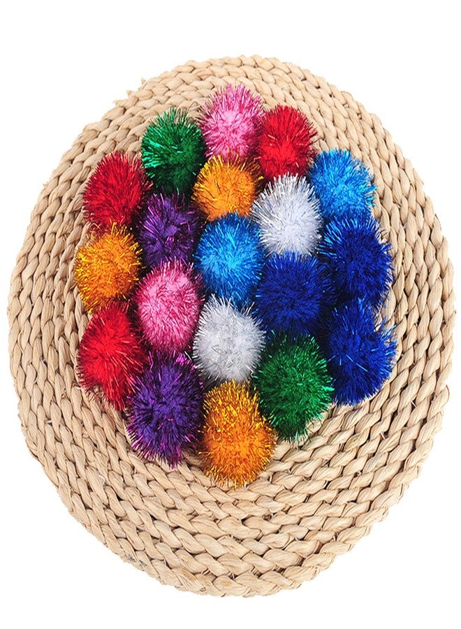 VOVIGGOL 20 Pack 2 Inches Sparkle Balls for Cats, Large Size, Glitter Pom Poms Fuzzy Balls for Cats, Kitten Indoor Assorted Color Random - Image 3