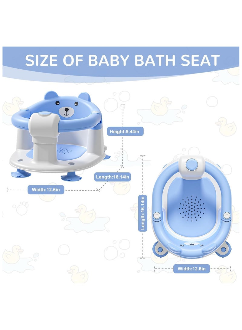 NANAO كرسي استحمام للأطفال من 6 أشهر وما فوق، كرسي حوض استحمام غير قابل للانزلاق للمواليد الجدد، مقعد حوض استحمام للأطفال، كرسي استحمام للأطفال، مقعد حوض استحمام للجلوس مع أكواب شفط ووسادة ناعمة للاستحمام، أزرق - Image 2