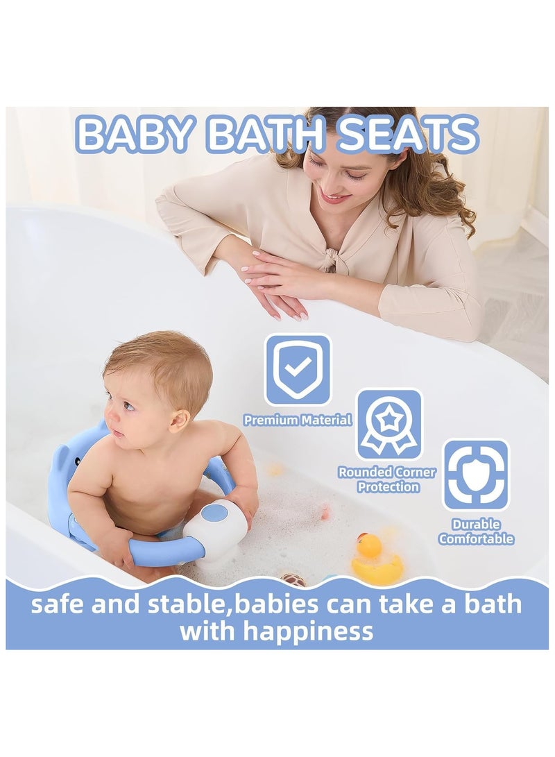 NANAO كرسي استحمام للأطفال من 6 أشهر وما فوق، كرسي حوض استحمام غير قابل للانزلاق للمواليد الجدد، مقعد حوض استحمام للأطفال، كرسي استحمام للأطفال، مقعد حوض استحمام للجلوس مع أكواب شفط ووسادة ناعمة للاستحمام، أزرق - Image 4