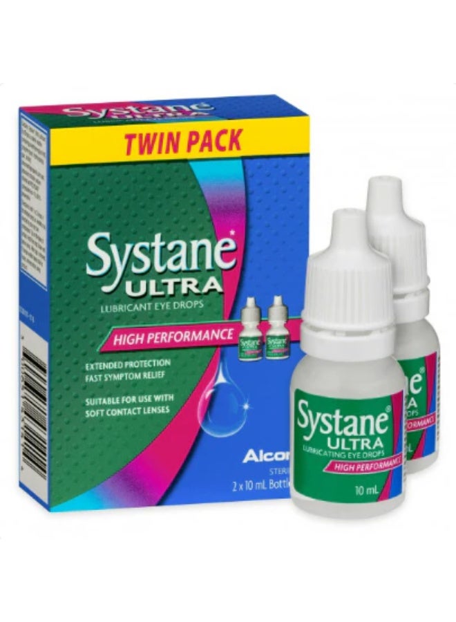 قطرات سيستان ألترا المرطبة للعين عبوة مزدوجة - قطعتان × 10 مل - راحة سريعة وطويلة الأمد من جفاف العين - حماية ممتدة مثبتة سريريًا - الدموع الاصطناعية رقم 1 الموصى بها من قبل الأطباء - قد تختلف العبوة - Image 1
