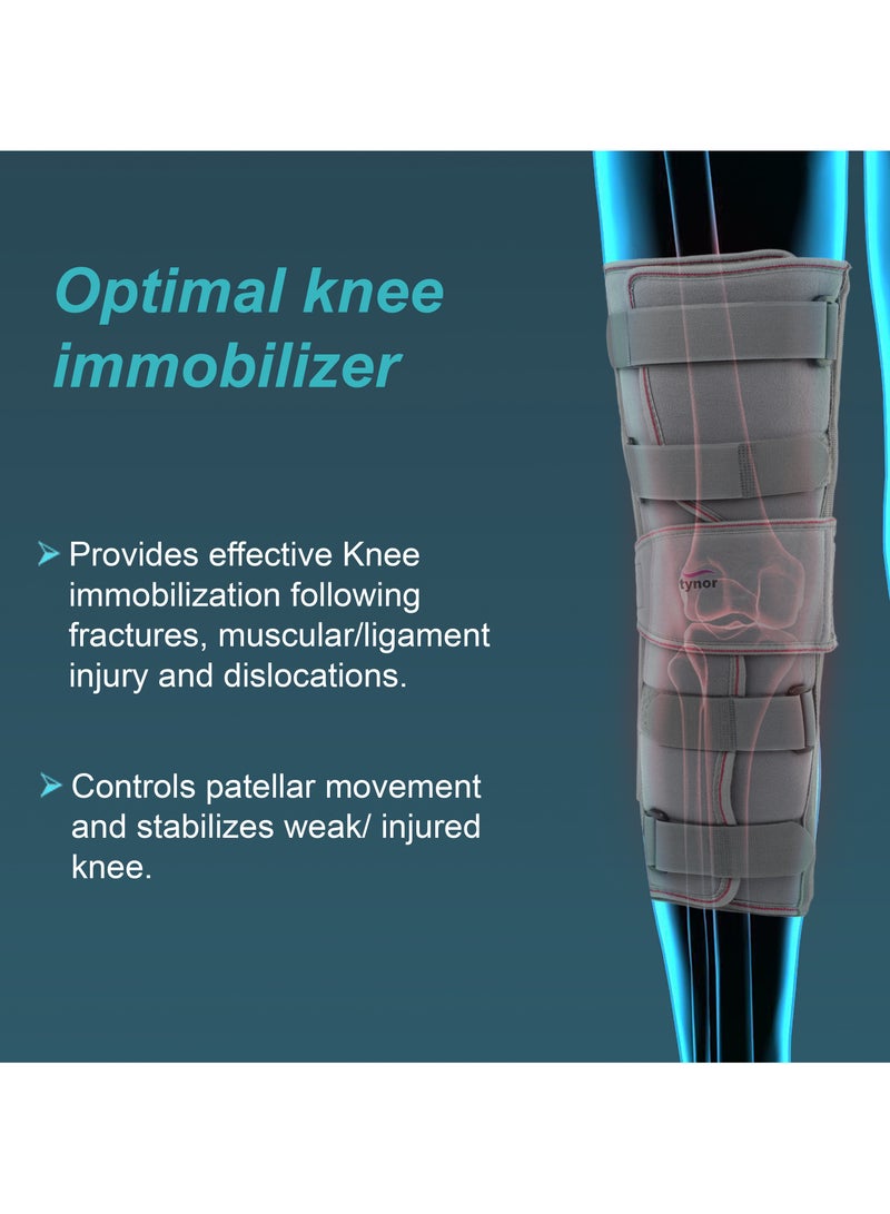 Tynor Knee immobilizer 22″/56CM An excellent brace to immobilize, support and protect the injured or operated knee while it recuperates  - Image 2