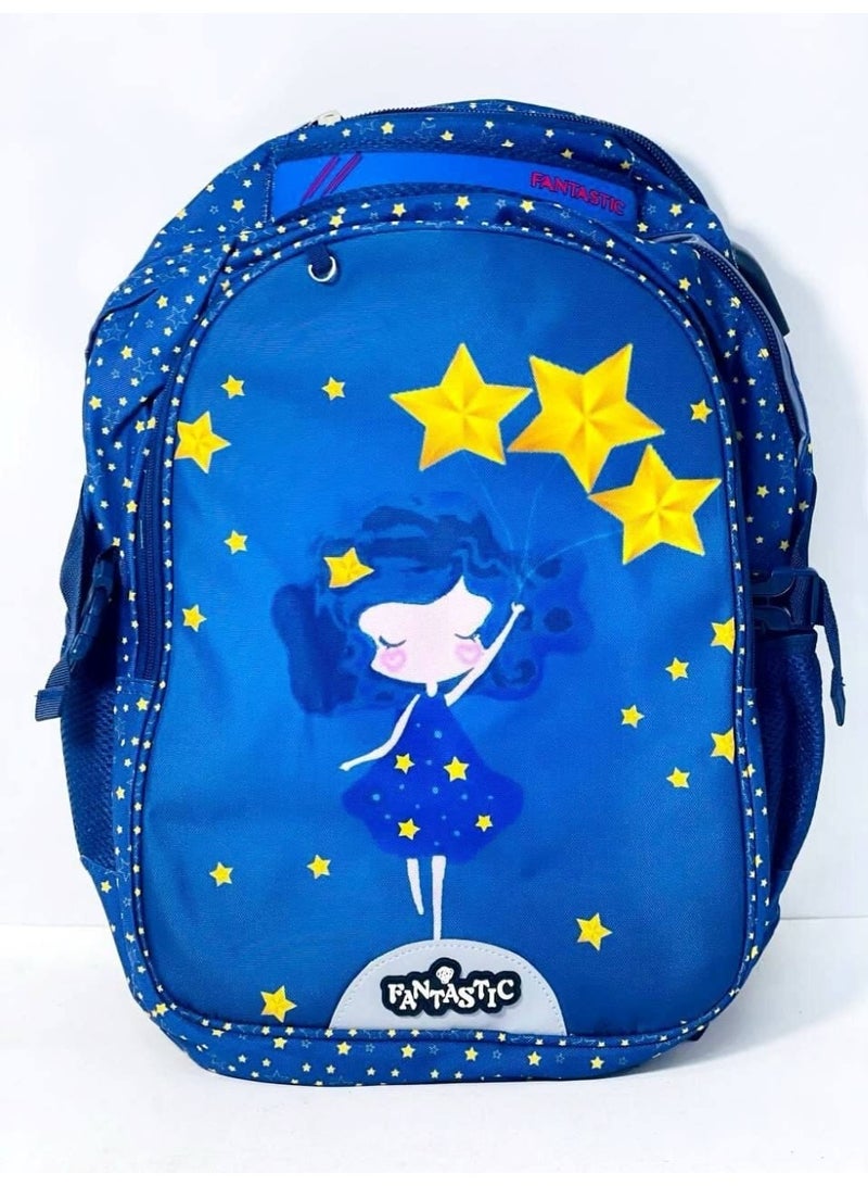 School backpacks made of imported, water-resistant material. Available in various colors and designs, the bag features three zippered compartments and ports for USB and headphones. Bag size: 46 cm. - Image 1