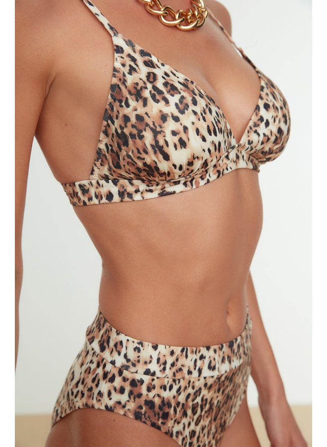 trendyol Brown Animal Pattern Triangle High Waist High Leg Bikini Set TBESS22BT0016  - Image 2
