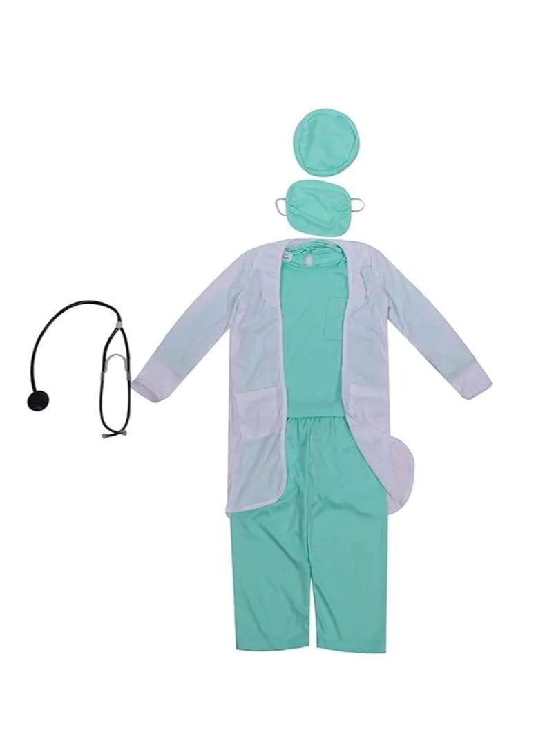 UKR - UKR Kids Doctor Costume Set – Lab Coat, Stethoscope & Surgical Mask for Role Play, Ideal for Ages 9-11 (135-150 cm), Imaginative Fun & Dress Up (Large) - Image 1