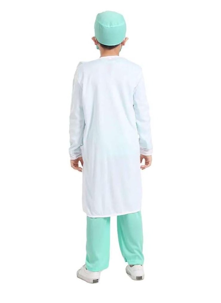 UKR - UKR Kids Doctor Costume Set – Lab Coat, Stethoscope & Surgical Mask for Role Play, Ideal for Ages 9-11 (135-150 cm), Imaginative Fun & Dress Up (Large) - Image 1