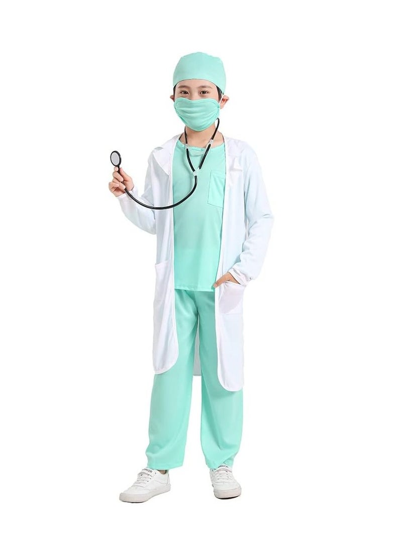 UKR - UKR Kids Doctor Costume Set – Lab Coat, Stethoscope & Surgical Mask for Role Play, Ideal for Ages 9-11 (135-150 cm), Imaginative Fun & Dress Up (Large) - Image 1