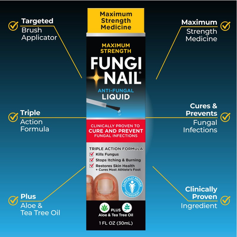 Fungi-Nail Anti-Fungal Liquid Solution, Kills Fungus That Can Lead to Nail & Athlete's Foot with Tolnaftate & Clinically Proven to Cure and Prevent Fungal Infections 1 Fl Oz (Pack of 1) - Image 2