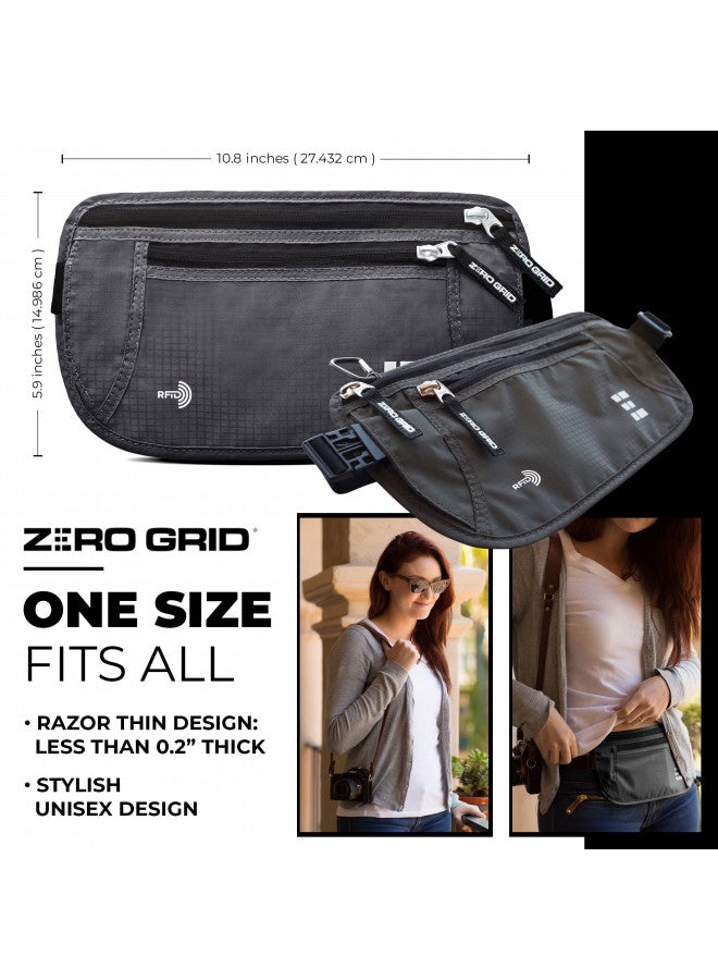 Zero Grid Money Belt for Travel - RFID Slim Passport Holder - Passport Belt - Travel Pouch for Cash, Credit Cards and Documents- Water Resistant, Travel Money Belt for Under Clothes  - Image 4