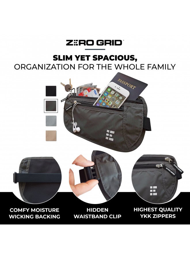 Zero Grid Money Belt for Travel - RFID Slim Passport Holder - Passport Belt - Travel Pouch for Cash, Credit Cards and Documents- Water Resistant, Travel Money Belt for Under Clothes  - Image 1