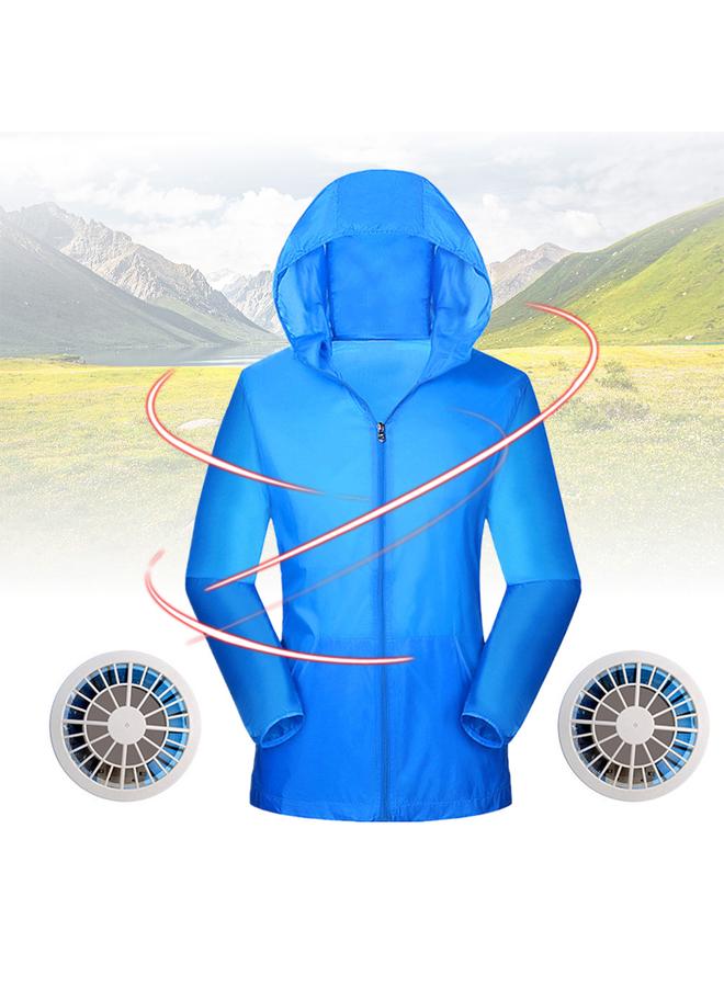 Loquat Air Conditioning Clothes Fan Cooling Jacket Outdoor High Temperature Protection(blue XL) - Image 5