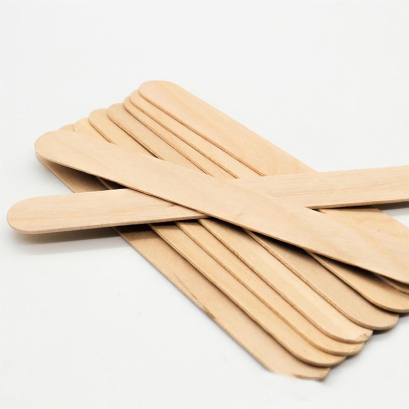 ECVV [50 Count] Jumbo 6 Inch Wooden Multi-Purpose Wax Sticks, Popsicle and Craft Sticks for ICES, Ice Cream, Waxing Spatulas Applicator for Body Hair Removal, Tongue Depressors Wood - Image 2