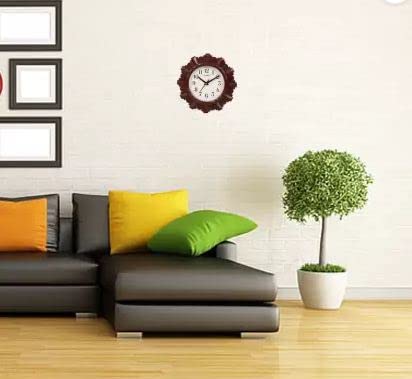 Kadio Analog 24.5 cm X 24.5 cm Wall Clock (Maroon, with Glass, Standard) - Image 2