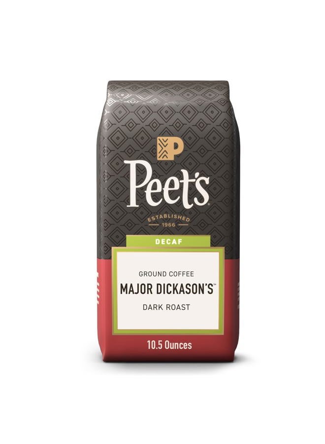 Peet's Coffee , Dark Roast Ground Coffee, Decaffeinated Arabica Coffee - Decaf Major Dickason's Blend 10.5 Ounce Bag - Image 1