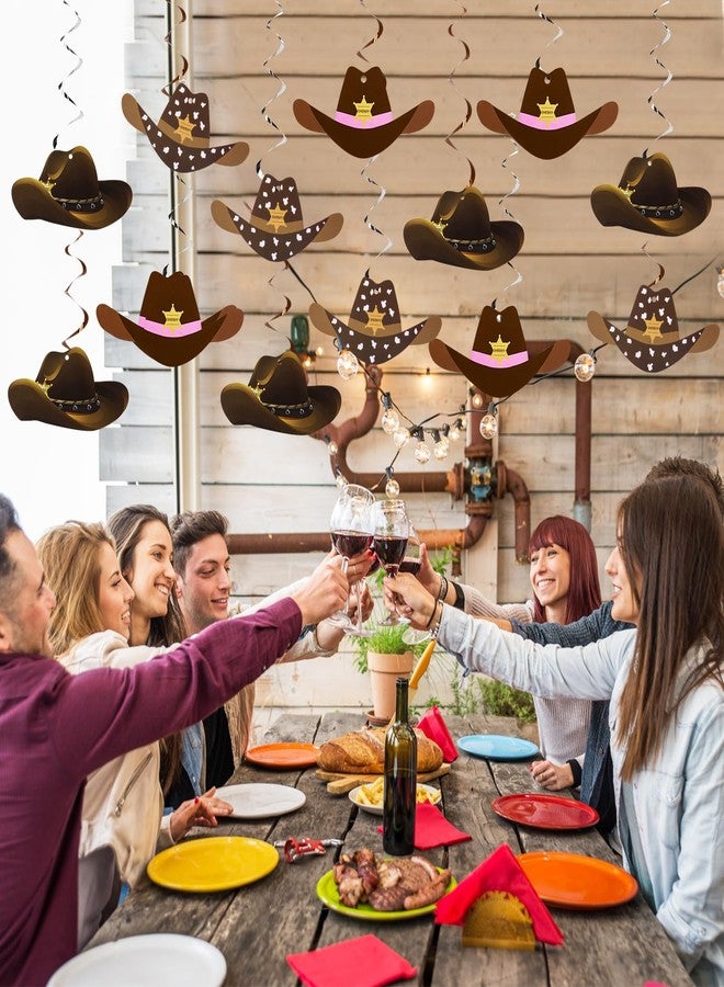 Maxdot 42 Pcs Western Cowboy Party Decorations Wild West Hanging Swirl Cowboy Hat Ceiling Streamers for Adults Cowgirl Boys Birthday Party Decorations Supplies(Classic Style) - Image 4