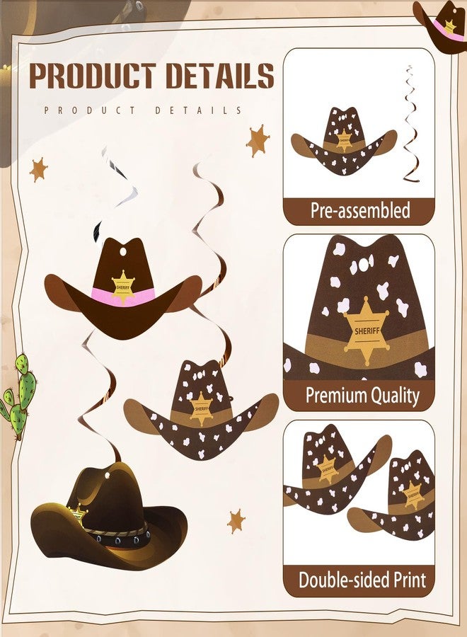 Maxdot 42 Pcs Western Cowboy Party Decorations Wild West Hanging Swirl Cowboy Hat Ceiling Streamers for Adults Cowgirl Boys Birthday Party Decorations Supplies(Classic Style) - Image 3