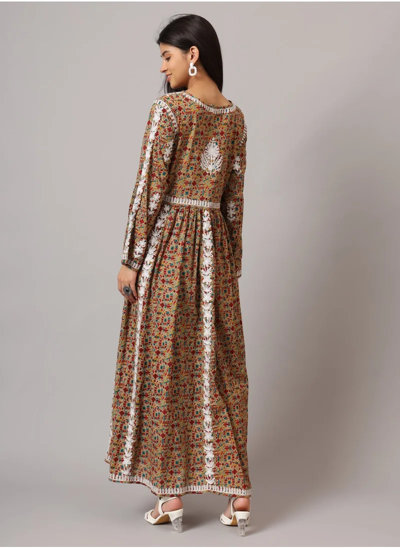 Alaya Hand Embroidered Lucknowi Chikankari  Printed Mulmul Cotton Jalabiya-AL3936