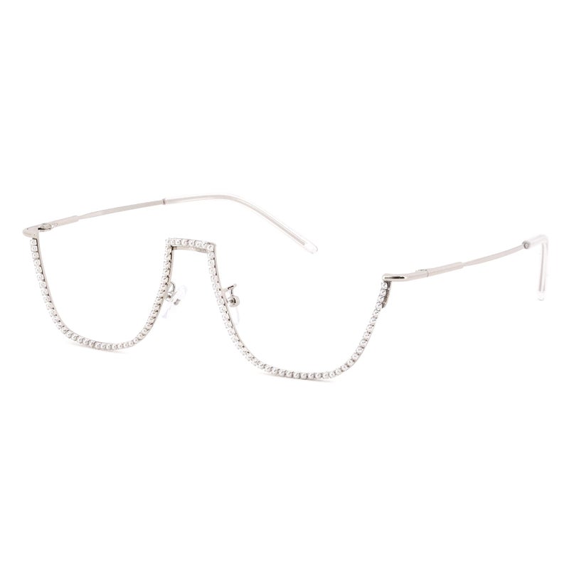 Naimo Half Glasses Frame Pearl Sunglasses Elegant No Lens Metal Half Frame Eyeglasses without Lens
