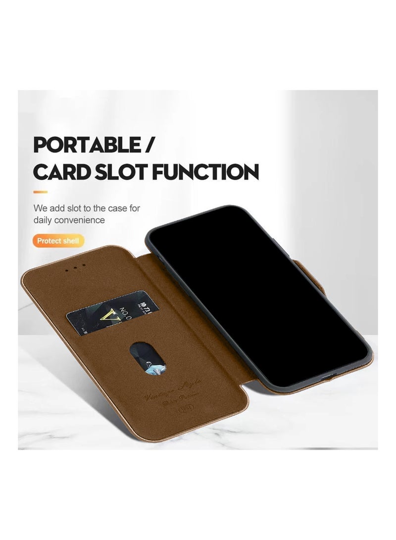 hd flip cover wallet design for iphone 16 pro max-brown - Image 2