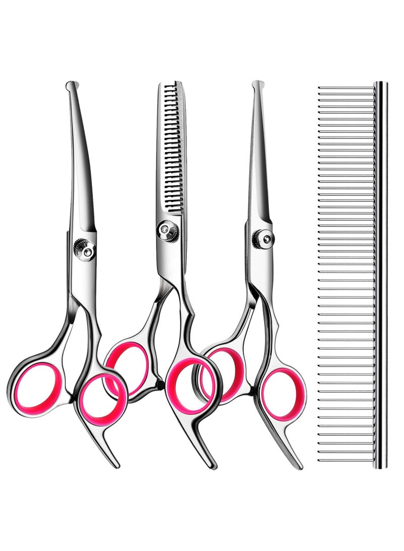 المهنية الكلب الاستمالة مقص كيت ، مع نصائح دائرية آمنة ، حادة ودائمة التيتانيوم المغلفة الحيوانات الأليفة الاستمالة مقص ، مناسبة للكلاب والقطط - Image 1