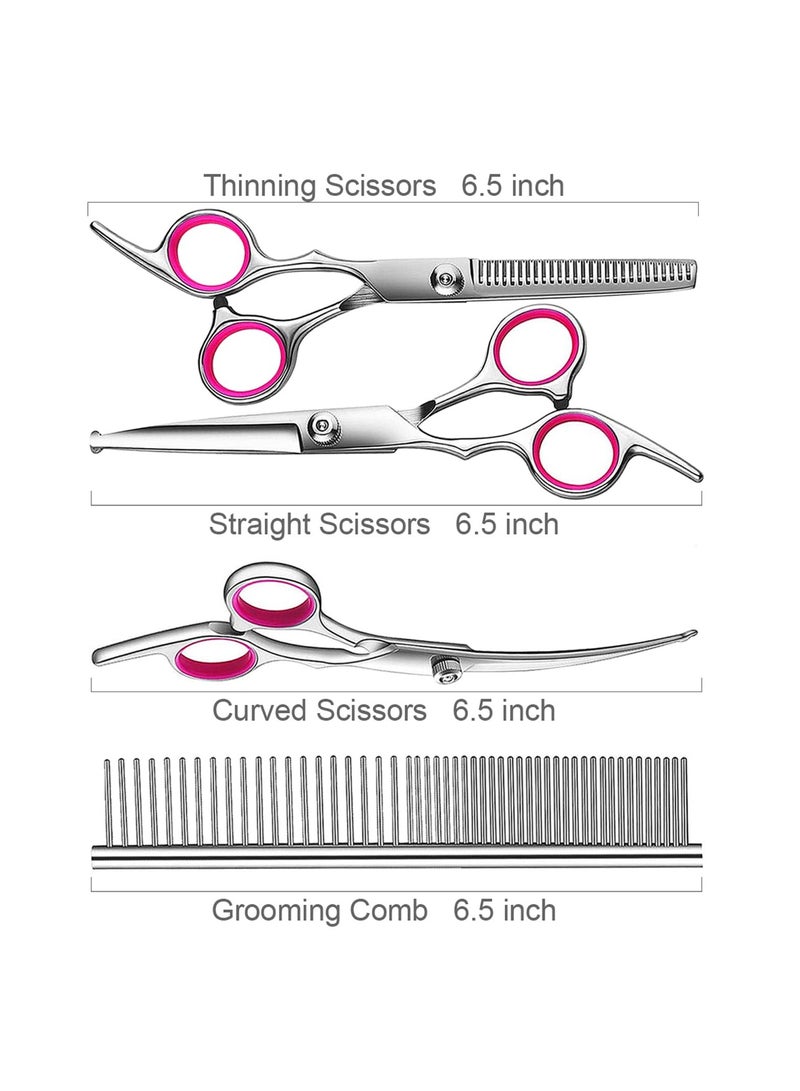 المهنية الكلب الاستمالة مقص كيت ، مع نصائح دائرية آمنة ، حادة ودائمة التيتانيوم المغلفة الحيوانات الأليفة الاستمالة مقص ، مناسبة للكلاب والقطط - Image 2