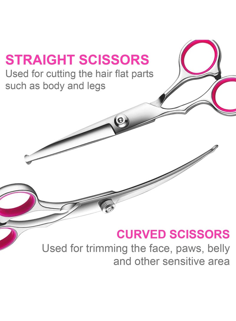 المهنية الكلب الاستمالة مقص كيت ، مع نصائح دائرية آمنة ، حادة ودائمة التيتانيوم المغلفة الحيوانات الأليفة الاستمالة مقص ، مناسبة للكلاب والقطط - Image 3