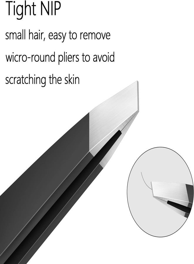 SPAREQUE Eyebrow Tweezers Set,Stainless Steel Precision Remover Kit for Facial Hair, Inward Growing Hair and Splinter,Suitable for Women, Men (Black) - Image 5