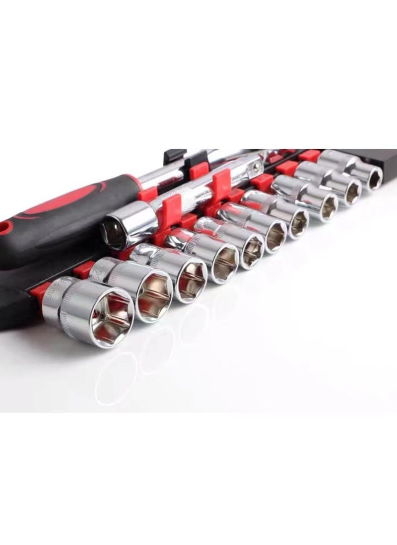PERFECT TECH PERFECT TECH 12 in 1 Socket set Combination Socket Wrench Set 12 Pcs Socket Set Chrome Vanadium 12 Socket Wrench Set with Ratchet Spanner Car Repair Tool Set  - Image 3