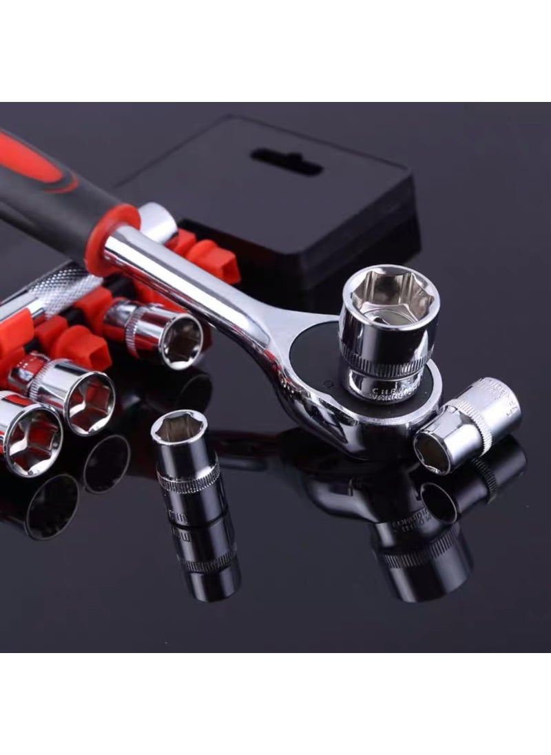 PERFECT TECH PERFECT TECH 12 in 1 Socket set Combination Socket Wrench Set 12 Pcs Socket Set Chrome Vanadium 12 Socket Wrench Set with Ratchet Spanner Car Repair Tool Set  - Image 2
