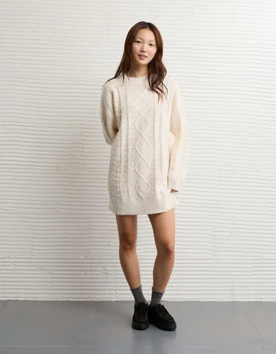 knitted button up dress Liza Knit Midi Dress with Turn Down Collar and Flared Sleeves main image 0
