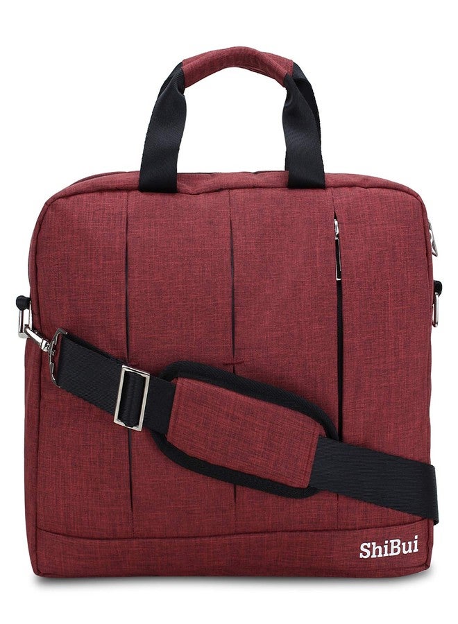 SHIBUI Unisex 15.6 Inch Laptop Shoulder Bag,Classic Lightweight Slim Portable Laptop Messenger Sleeve Case For Work/Travel,Fits 15-15.6 Inches Laptop/Notebook/Macbook/Ultrabook Computer,(Oxford Red) - Image 1