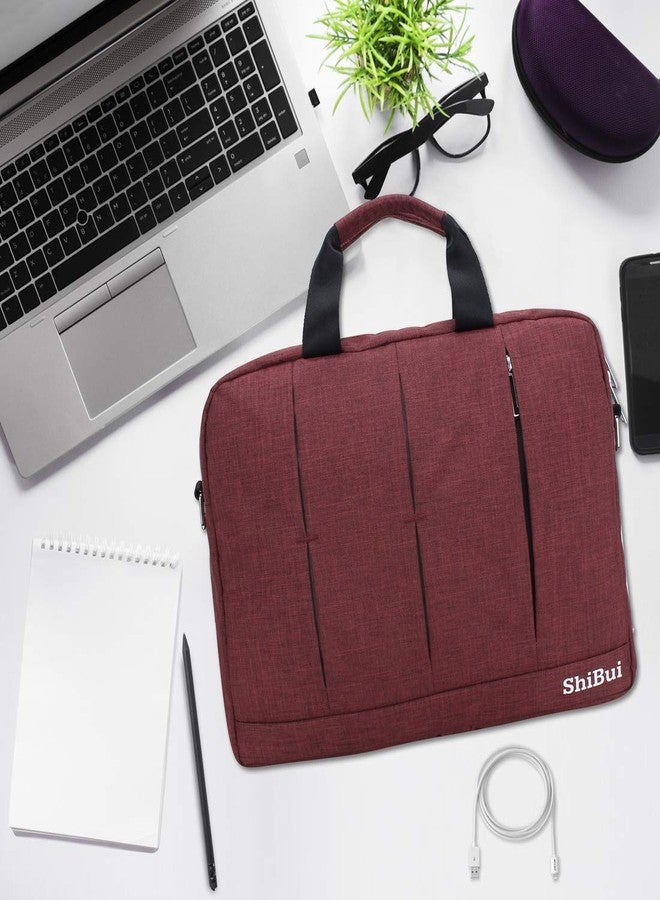 SHIBUI Unisex 15.6 Inch Laptop Shoulder Bag,Classic Lightweight Slim Portable Laptop Messenger Sleeve Case For Work/Travel,Fits 15-15.6 Inches Laptop/Notebook/Macbook/Ultrabook Computer,(Oxford Red) - Image 3