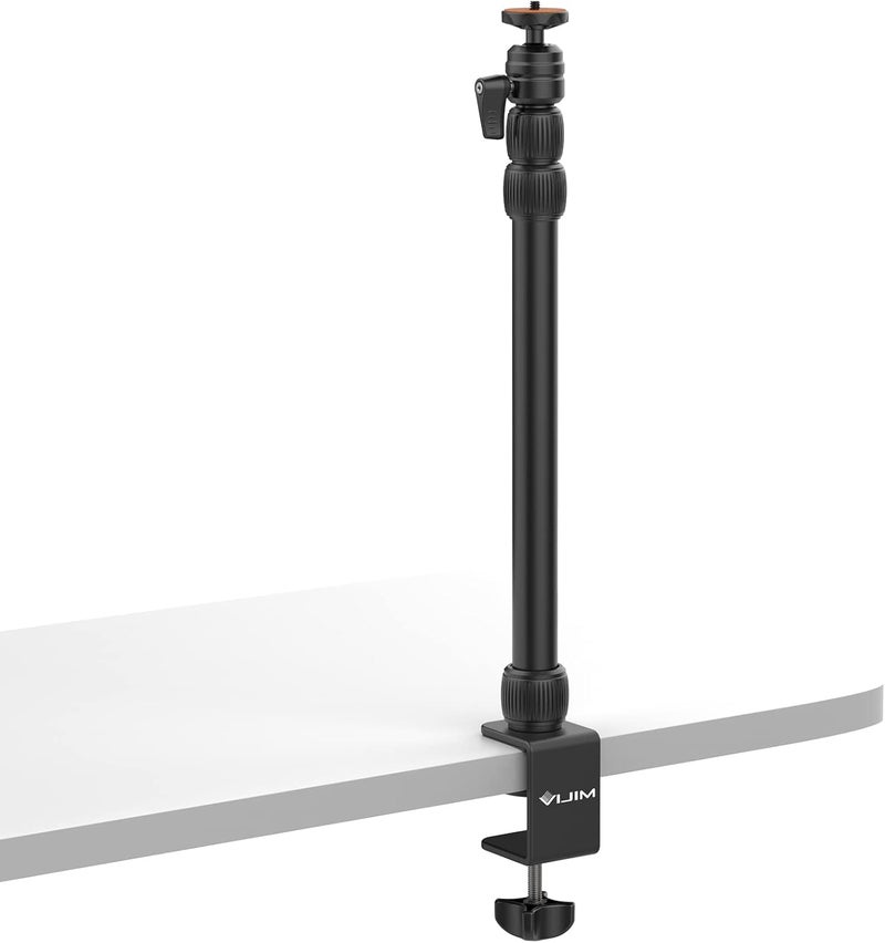jusmo Camera Desk Aluminum Mount Stand with 360 Ballhead, 14.5-37.7in Adjustable, Table Light Stand with 1/4in for DSLR Camera - Image 1