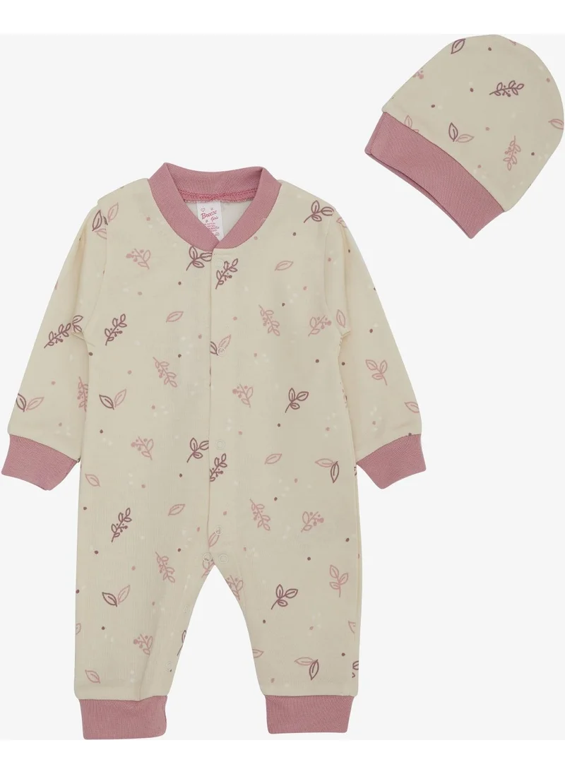 Breeze Baby Girl Jumpsuit Leaf Patterned 0-6 Months, Cream