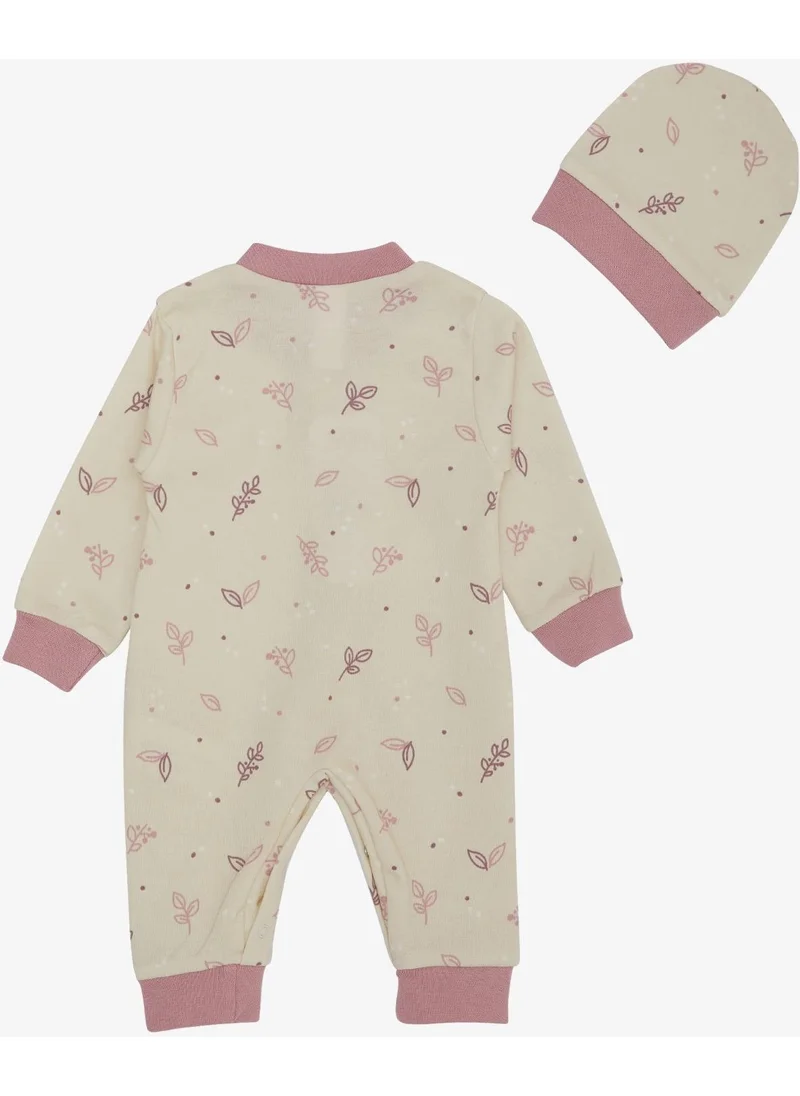 Breeze Baby Girl Jumpsuit Leaf Patterned 0-6 Months, Cream