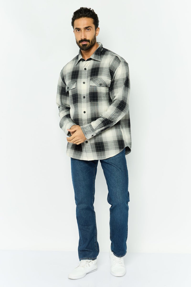 GANT Men Relaxed Fit Plaid Long Sleeve Casual Shirt, Black - Image 2