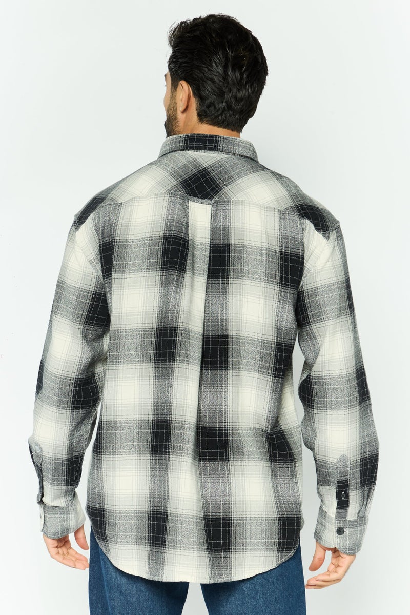 GANT Men Relaxed Fit Plaid Long Sleeve Casual Shirt, Black - Image 3