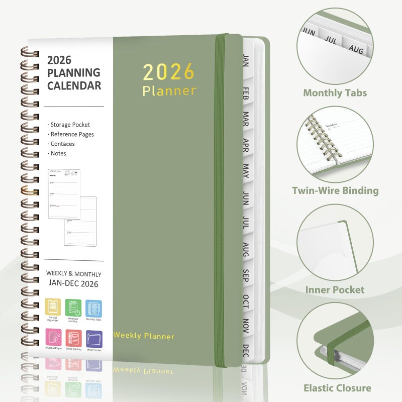 VALOME 2026 Planner, Weekly and Monthly Calendar Academic Planner, Jan 2026 - Dec 2026, Planning Agenda Book for Desk Accessories and School Supplies - A5 (6.3'' x 8.5'') - Image 4