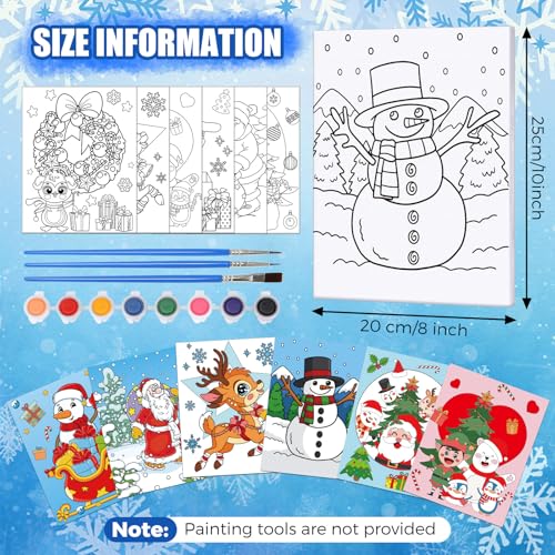 Sherr 15 Set Pre Drawn Painting Canvas for Adults 8 x 10 Inch Pre Painted Canvas Sip and Paint Party Favors Kit for Adults Paint PartyChristmas Style - Image 3