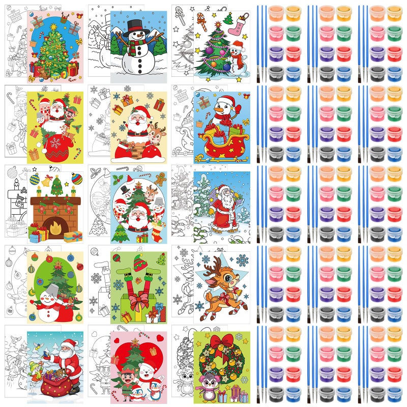 Sherr 15 Set Pre Drawn Painting Canvas for Adults 8 x 10 Inch Pre Painted Canvas Sip and Paint Party Favors Kit for Adults Paint PartyChristmas Style - Image 2