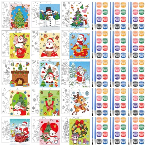 Sherr 15 Set Pre Drawn Painting Canvas for Adults 8 x 10 Inch Pre Painted Canvas Sip and Paint Party Favors Kit for Adults Paint PartyChristmas Style - Image 1