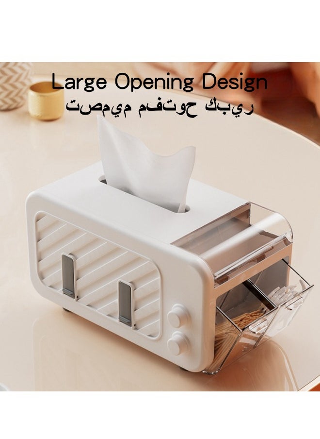 SHABILI - 1 Pack PS Tissue Box Holder with Phone Holder, Waterproof Facial Wipes Storage Box with Sundry Storage Area, ，Fashion Napkin Dispenser Container for Desk Home， Toilet ，Bathroom， Office， Restauran - Image 1