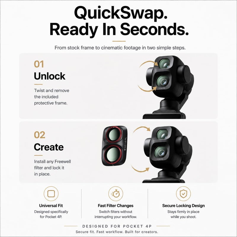فري ويل Freewell 8 Pack All Day Quick Swap Filter Kit for Pocket 4P/Xtra Muse 2 Pro - Image 3